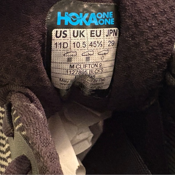 Men's HOKA Clifton 9 Black/Slate 11D - Picture 7 of 7